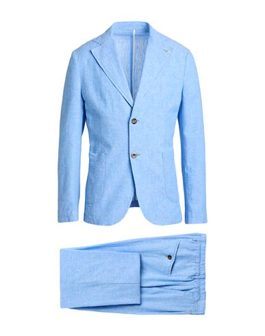 Berna Man Suit Light Blue Size 44 Linen, Cotton In Blue