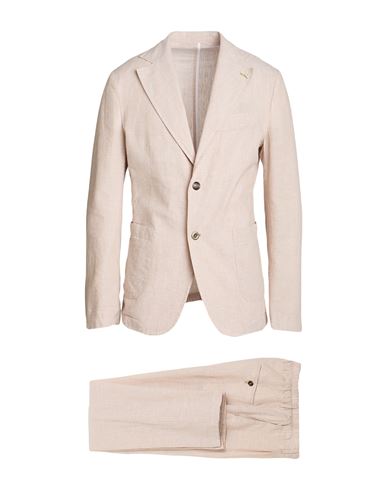 Berna Man Suit Beige Size 46 Linen, Cotton In Neutral