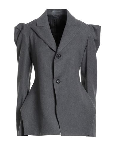 Yohji Yamamoto Woman Blazer Grey Size 3 Wool, Cotton In Gray