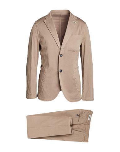 Berna Man Suit Taupe Size 46 Cotton, Elastane In Green