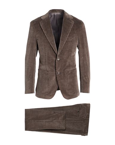 Caruso Man Suit Taupe Size 46 Cotton, Wool, Elastane In Brown