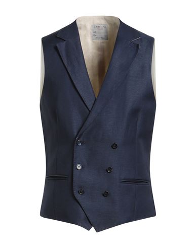 L.b.m 1911 L. B.m. 1911 Man Tailored Vest Navy Size 44 Virgin Wool, Linen In Blue