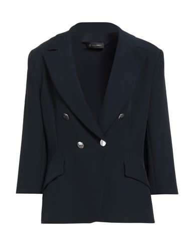 Giulia Valli Woman Blazer Midnight Blue Size 12 Polyester, Elastane In Blue