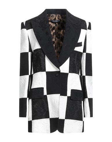 Dolce & Gabbana Woman Blazer Black Size 14 Cotton, Polyester, Viscose, Synthetic Fibers, Silk In Black