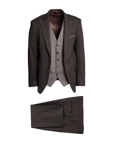 Suit Sartoria Man Suit Dark Brown Size 48 Polyester, Wool, Elastane In Brown