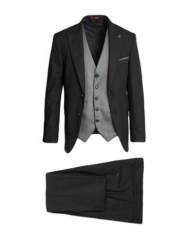Suit Sartoria Man Suit Black Size 48 Polyester, Wool, Elastane In Black