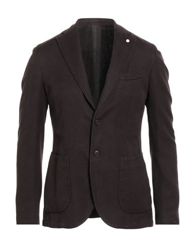 Luigi Bianchi Mantova Man Blazer Dark Brown Size 46 Cotton, Linen In Multi