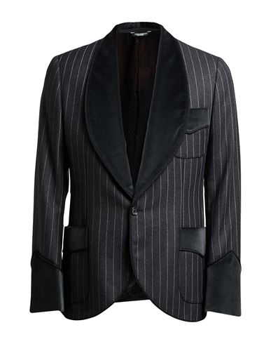 Dolce & Gabbana Man Blazer Charcoal Size 40 Virgin Wool, Cotton In Black