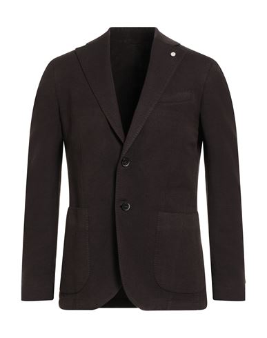 Luigi Bianchi Mantova Man Blazer Dark Brown Size 46 Cotton, Linen In Brown