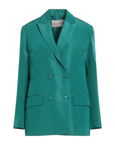 Valentino Garavani Woman Blazer Emerald Green Size 4 Silk In Green