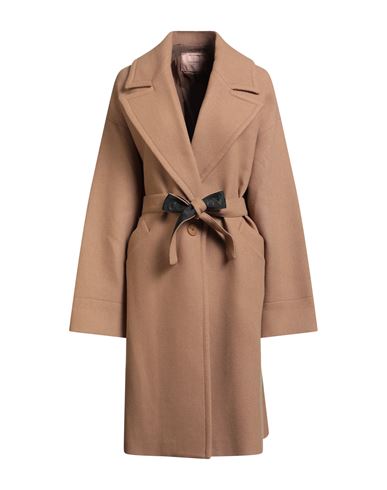 Twinset Woman Coat Camel Size 8 Wool, Polyester, Polyamide In Brown