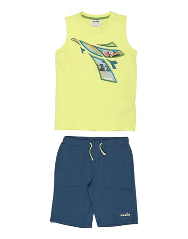 Diadora Toddler Boy Co-ord Lime Green Size 6 Cotton In Blue
