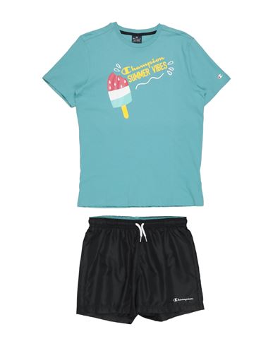 Champion Toddler Boy Tracksuit Turquoise Size 7 Cotton In Blue