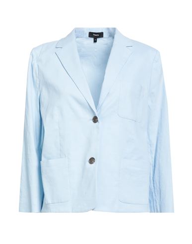 Theory Woman Blazer Sky Blue Size 14 Linen, Viscose, Elastane In Blue