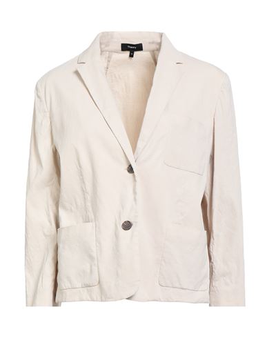 Theory Woman Blazer Ivory Size 14 Linen, Viscose, Elastane In Neutral