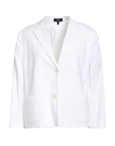 Theory Woman Blazer White Size 14 Linen, Viscose, Elastane In White