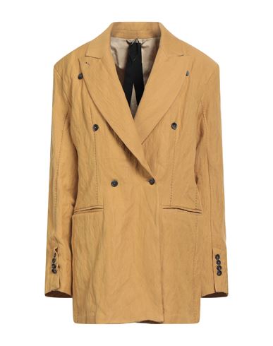 Masnada Woman Blazer Mustard Size 6 Cotton, Wool, Metallic Fiber In Neutral