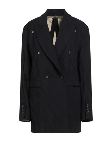 Masnada Woman Blazer Black Size 10 Cotton, Wool, Metallic Fiber In Black