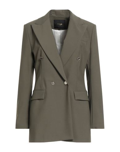 Maje Woman Blazer Military Green Size 10 Polyester, Wool, Elastane In Green