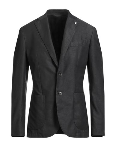 L.b.m 1911 L. B.m. 1911 Man Blazer Charcoal Size 38 Cotton, Linen, Mohair Wool In Black