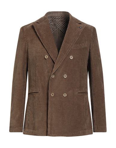 Barbati Man Blazer Brown Size 40 Cotton, Elastane In Brown