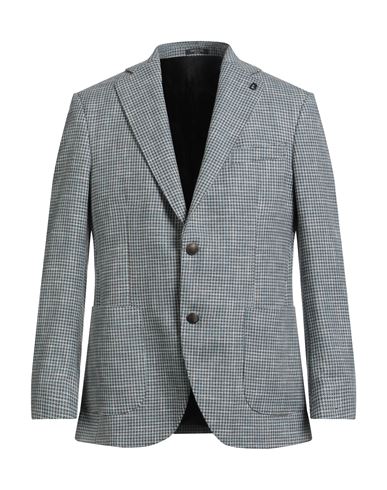 Breras Milano Man Blazer Light Blue Size 38 Virgin Wool, Cotton, Linen In Gray