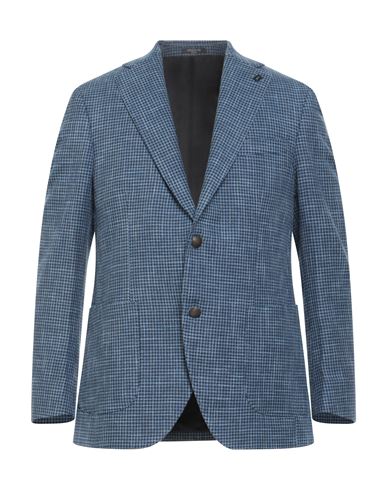 Breras Milano Man Blazer Slate Blue Size 44 Virgin Wool, Cotton, Linen In Blue