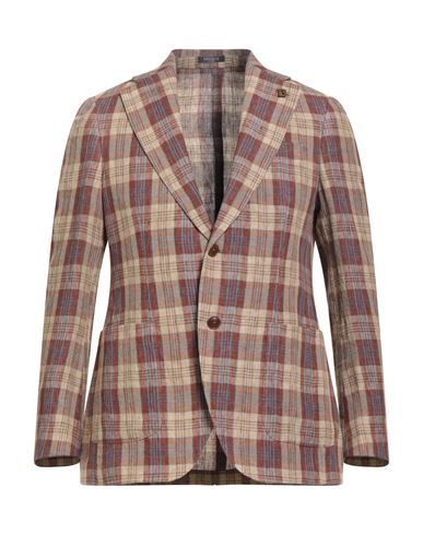 Breras Milano Man Blazer Sand Size 42 Linen In Brown