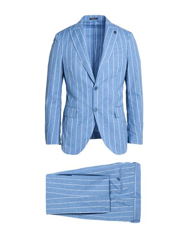 Breras Milano Man Suit Azure Size 42 Virgin Wool, Cotton, Silk In Blue
