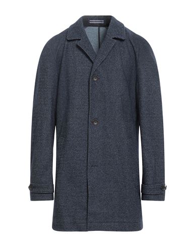Tommy Hilfiger Man Coat Navy Size 44 Cotton, Wool, Polyester, Polyamide In Blue