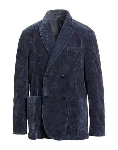 Distretto 12 Man Blazer Navy Size 44 Polyester, Elastane In Animal Print