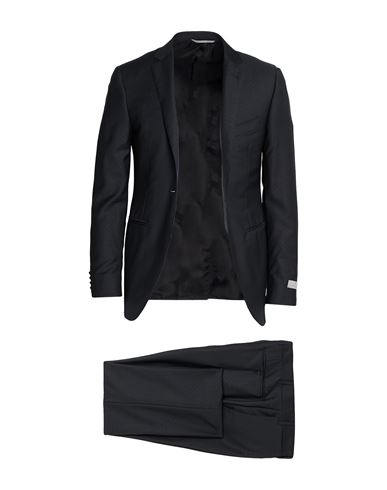 Canali Man Suit Charcoal Size 42 Wool In Black