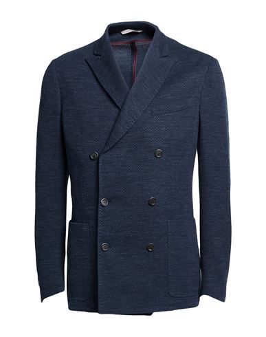 Canali Man Blazer Navy Size 42 Cotton, Wool, Polyester In Blue