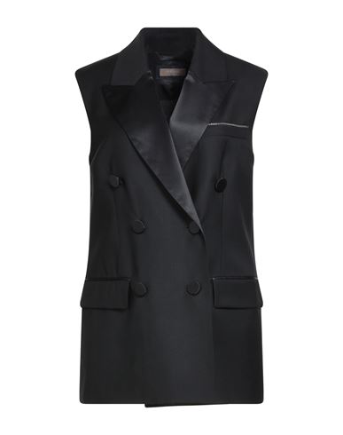 Peserico Woman Blazer Black Size 12 Virgin Wool, Silk, Elastane In Black