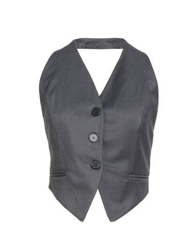 Dixie Woman Tailored Vest Charcoal Size M Polyester, Viscose, Elastane In Gray