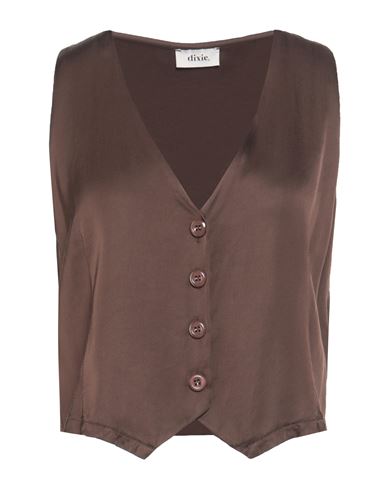 Dixie Woman Tailored Vest Chocolate Brown Size M Viscose In Brown