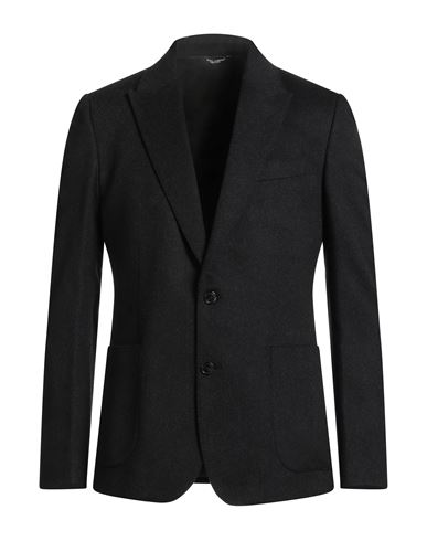Dolce & Gabbana Man Blazer Charcoal Size 40 Cashmere, Cotton In Black