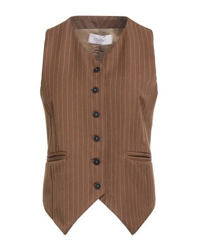 Motel Woman Tailored Vest Camel Size M Polyester, Viscose, Elastic Fibres, Acetate In Brown