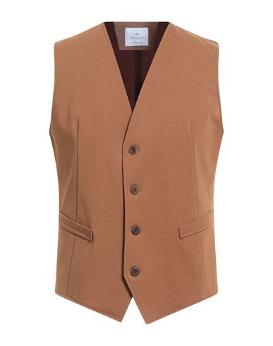 Barbati Man Tailored Vest Camel Size 36 Cotton, Polyamide, Elastane In Brown