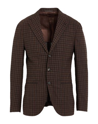 Caruso Man Blazer Chocolate Brown Size 40 Wool, Linen In Brown