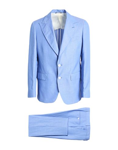 Brian Dales Man Suit Azure Size 44 Wool, Linen In Blue