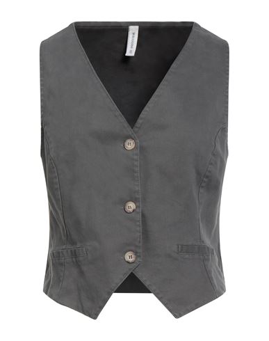 Tensione In Woman Tailored Vest Charcoal Size L Cotton, Elastane In Gray