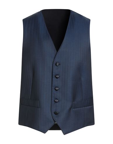 Sartoria Latorre Man Tailored Vest Midnight Blue Size 40 Virgin Wool In Blue