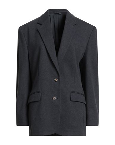 Brunello Cucinelli Woman Blazer Charcoal Size 6 Cotton, Polyamide, Elastane, Ecobrass In Black