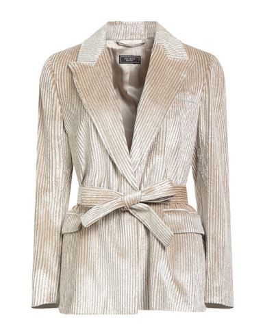 Peserico Woman Blazer Sand Size 6 Viscose, Polyester, Polyamide, Leather In Gray