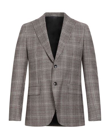 Tombolini Man Blazer Chocolate Brown Size 46 Virgin Wool In Gray