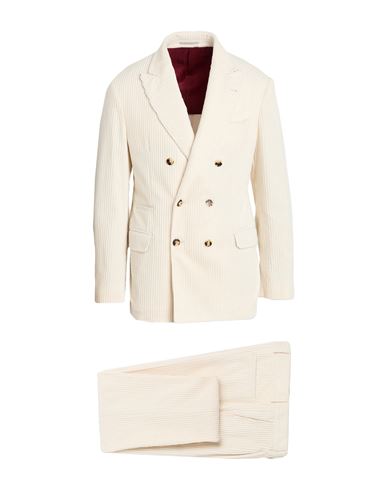 Brunello Cucinelli Man Suit Ivory Size 42 Cotton In White