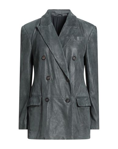 Brunello Cucinelli Woman Blazer Dark Green Size 6 Leather