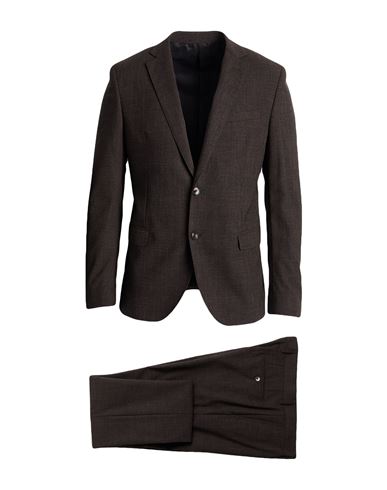 Manuel Ritz Man Suit Dark Brown Size 40 Polyester, Viscose, Elastane In Brown