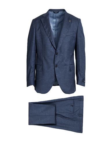 Tombolini Man Suit Slate Blue Size 46 Wool, Silk, Elastane In Blue